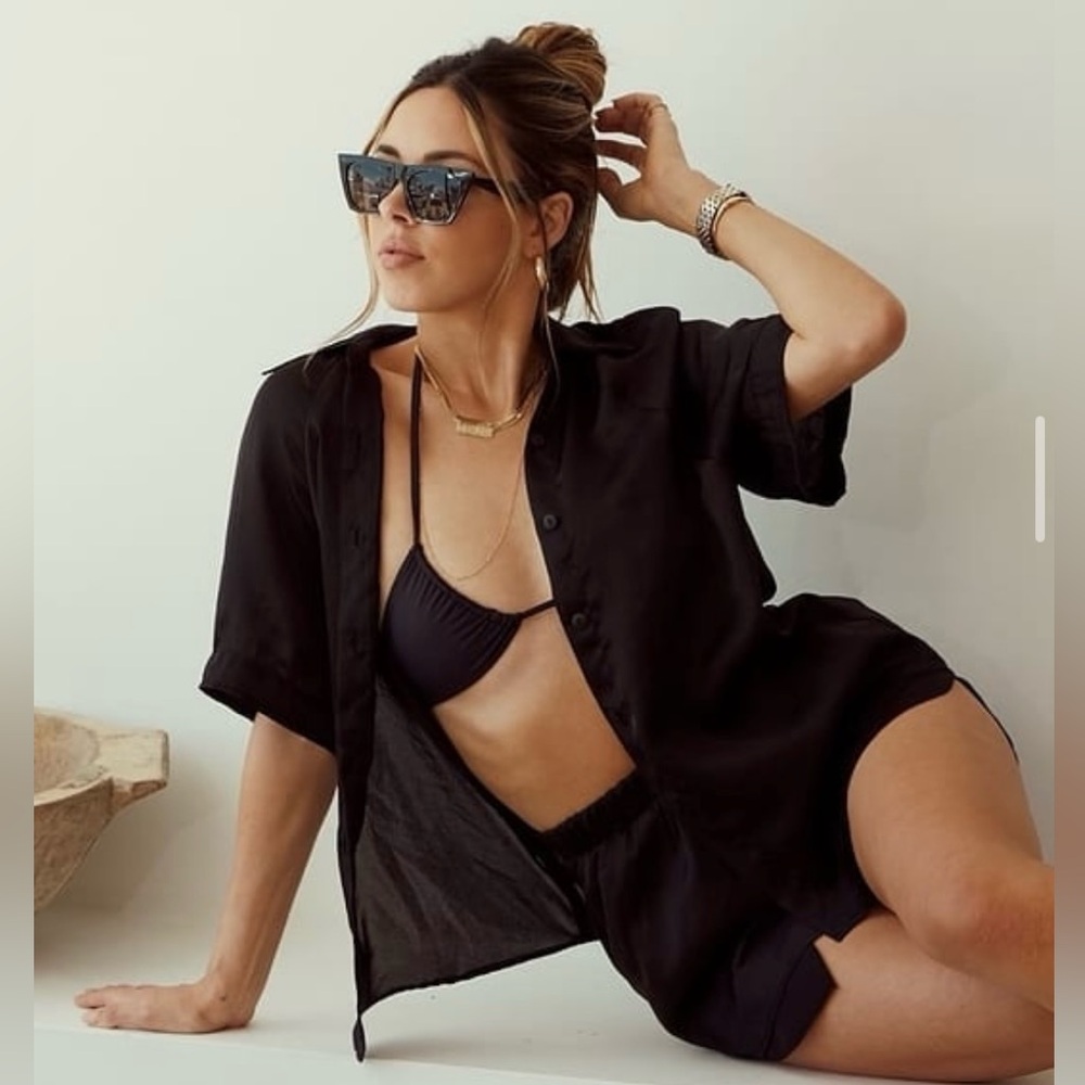 Shop tan lines Black Saint Barths cover up SET